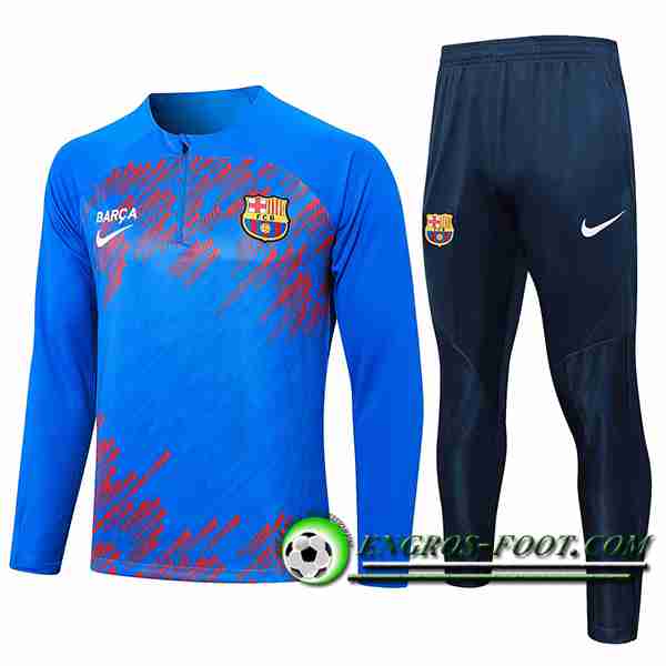 Ensemble Survetement de Foot FC Barcelone Bleu/Rouge 2024/2025