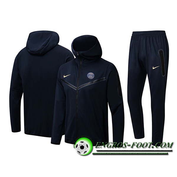 Ensemble Survetement Veste A Capuche Coupe-Vent PSG Bleu Foncé 2024/2025