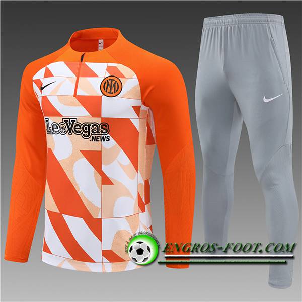 Ensemble Survetement de Foot Inter Milan Enfant Orange/Blanc 2024/2025