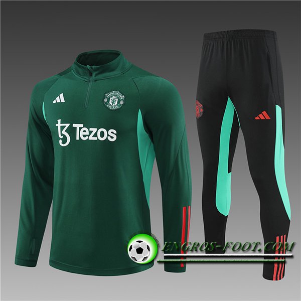 Ensemble Survetement de Foot Manchester United Enfant Vert/Noir 2024/2025