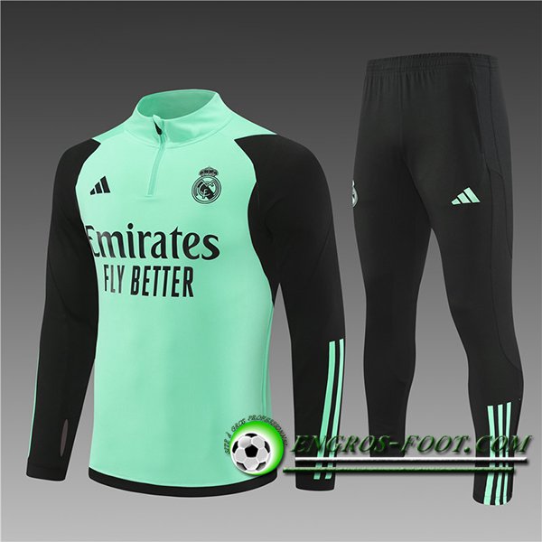 Ensemble Survetement de Foot Real Madrid Enfant Vert/Noir 2024/2025