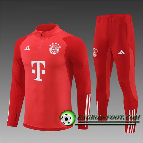 Ensemble Survetement de Foot Bayern Munich Enfant Rouge 2024/2025