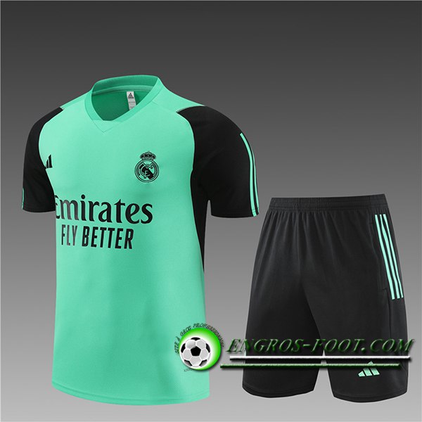 Ensemble Training T-Shirts + Shorts Real Madrid Enfant Vert/Noir 2024/2025