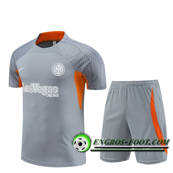 Ensemble Training T-Shirts + Shorts Inter Milan Gris/Orange 2024/2025