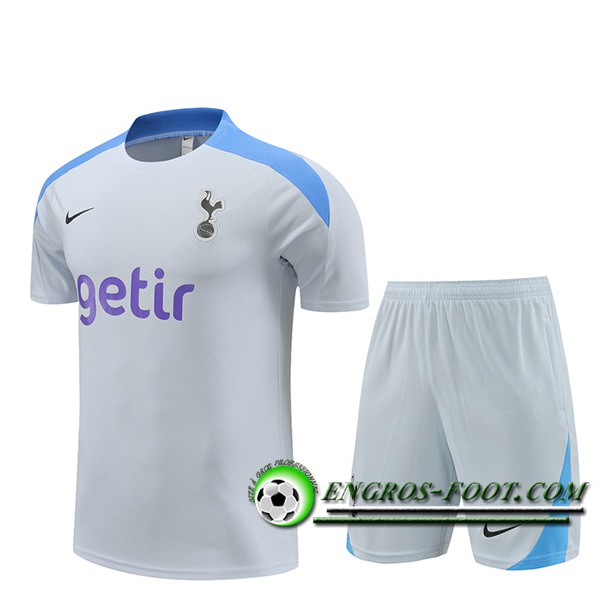 Ensemble Training T-Shirts + Shorts Tottenham Hotspur Gris/Bleu 2024/2025