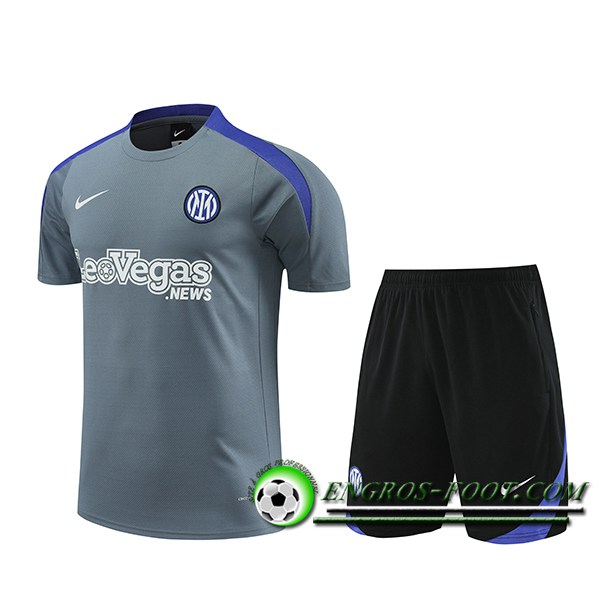 Ensemble Training T-Shirts + Shorts Inter Milan Gris/Bleu 2024/2025