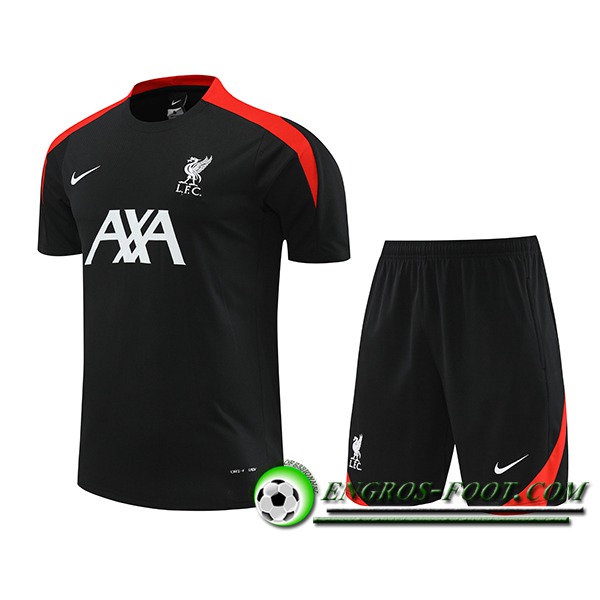 Ensemble Training T-Shirts + Shorts FC Liverpool Noir/Rouge 2024/2025