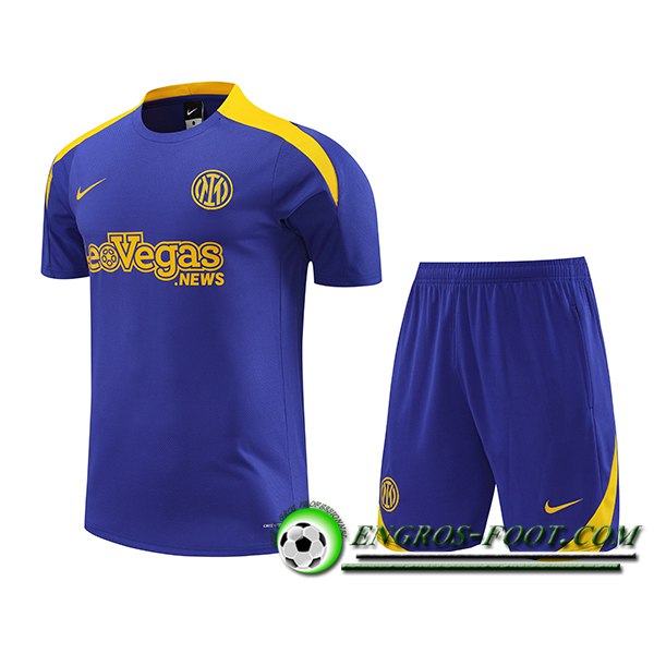 Ensemble Training T-Shirts + Shorts Inter Milan Pourpre/Jaune 2024/2025