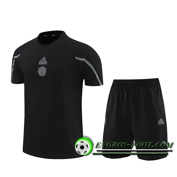 Ensemble Training T-Shirts + Shorts Manchester United Noir/Gris 2024/2025