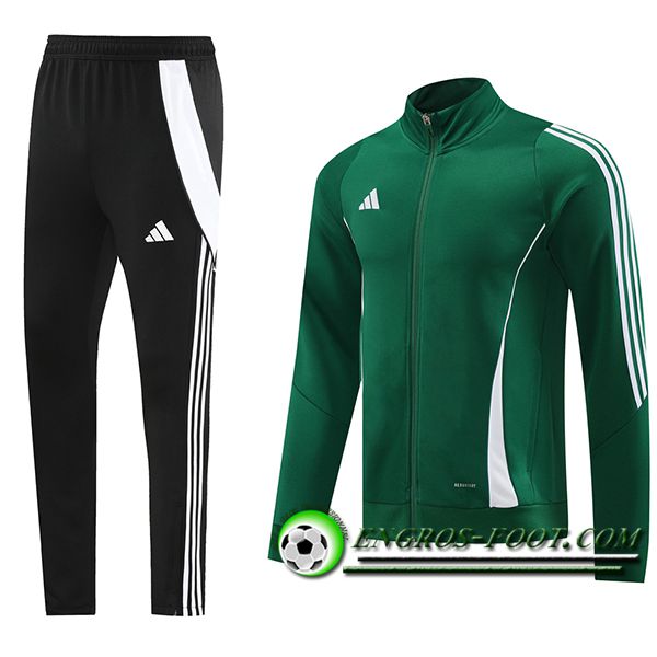 Ensemble Survetement de Foot Veste Foot Adidas Vert/Blanc/Noir 2024/2025