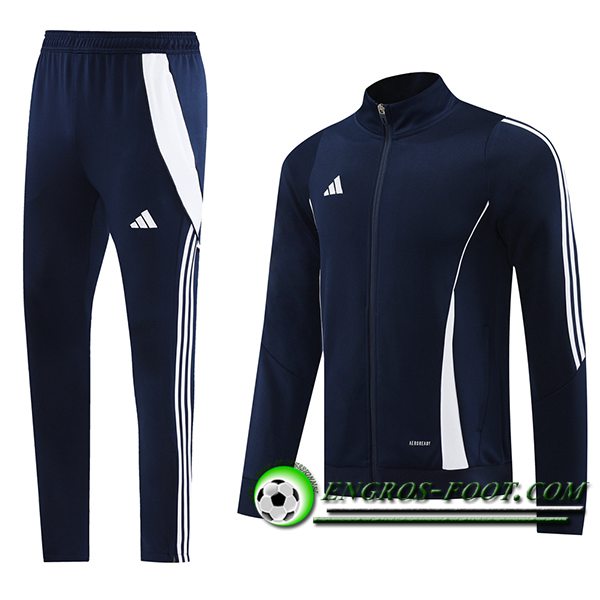 Ensemble Survetement de Foot Veste Foot Adidas Bleu/Blanc 2024/2025