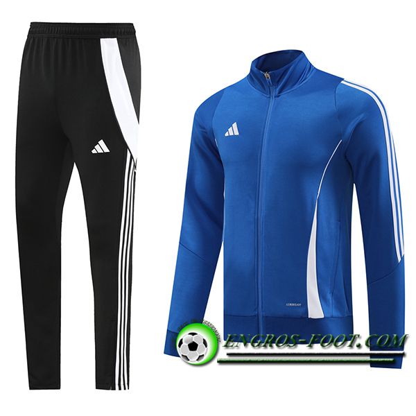 Ensemble Survetement de Foot Veste Foot Adidas Bleu/Blanc/Noir 2024/2025