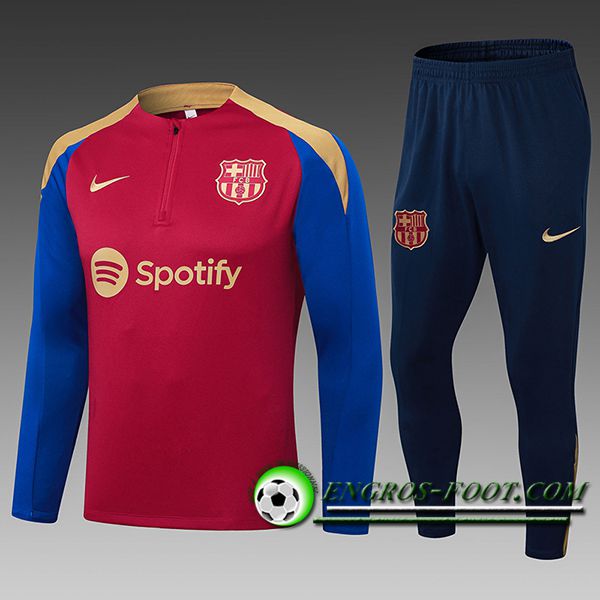 Ensemble Survetement de Foot FC Barcelone Enfant Rouge/Bleu/Jaune 2024/2025