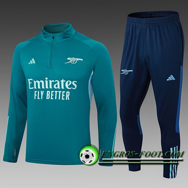 Ensemble Survetement de Foot Arsenal Enfant Vert/Bleu 2024/2025