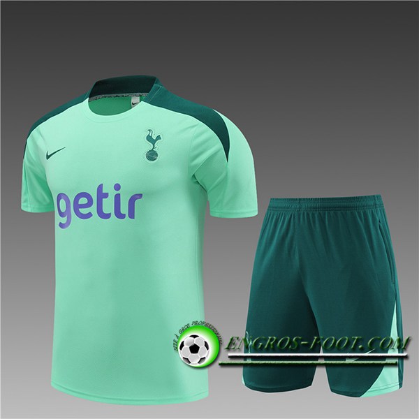 Ensemble Training T-Shirts + Shorts Tottenham Hotspur Enfant Vert 2024/2025