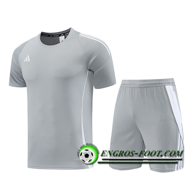 Ensemble Training T-Shirts + Shorts Adidas Gris/Blanc 2024/2025