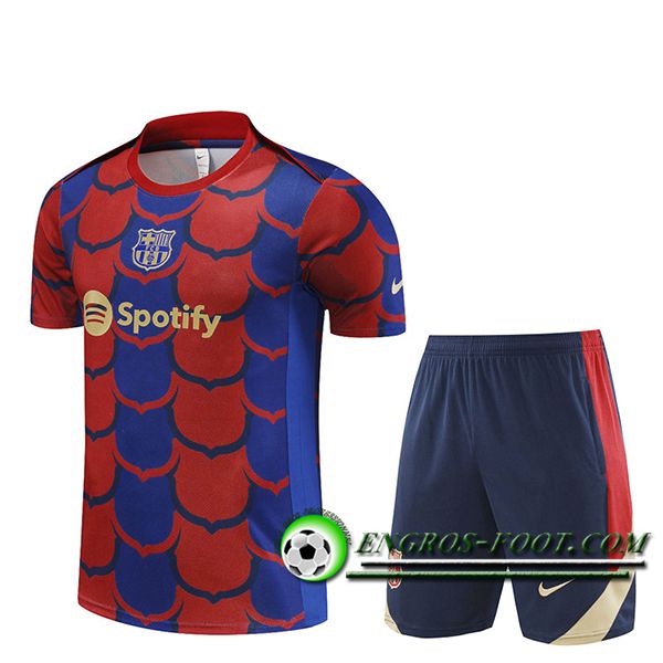 Ensemble Training T-Shirts + Shorts FC Barcelone Rouge/Bleu 2024/2025