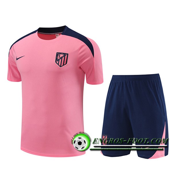 Ensemble Training T-Shirts + Shorts Atletico Madrid Rose/Bleu 2024/2025