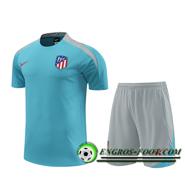 Ensemble Training T-Shirts + Shorts Atletico Madrid Bleu/Gris 2024/2025