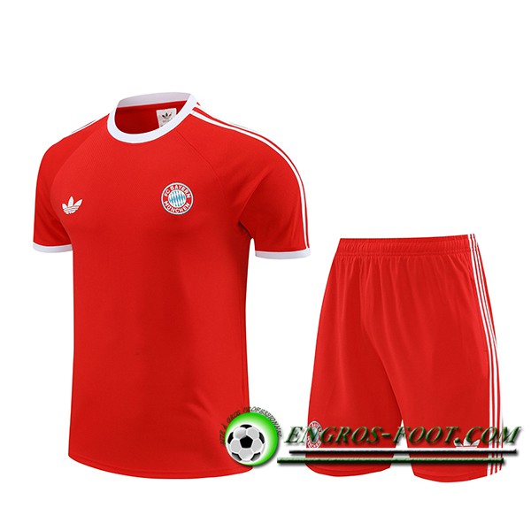 Ensemble Training T-Shirts + Shorts Bayern Munich Rouge/Blanc 2024/2025