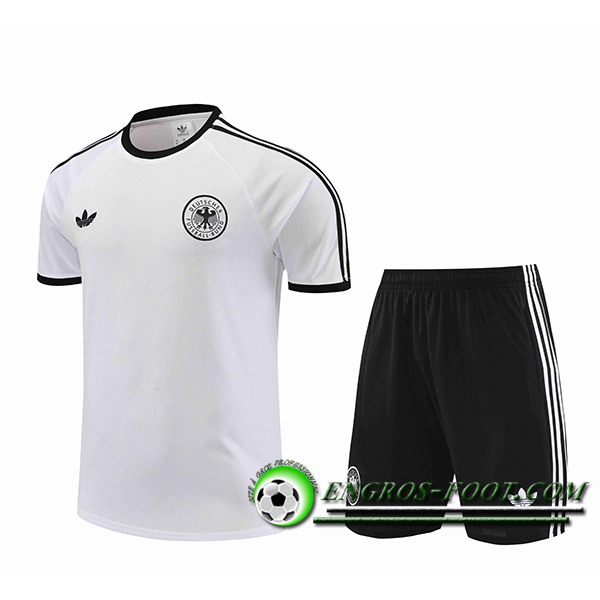 Ensemble Training T-Shirts + Shorts Allemagne Blanc/Noir 2024/2025