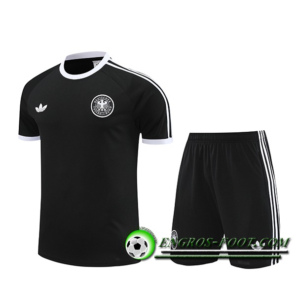 Ensemble Training T-Shirts + Shorts Allemagne Noir/Blanc 2024/2025