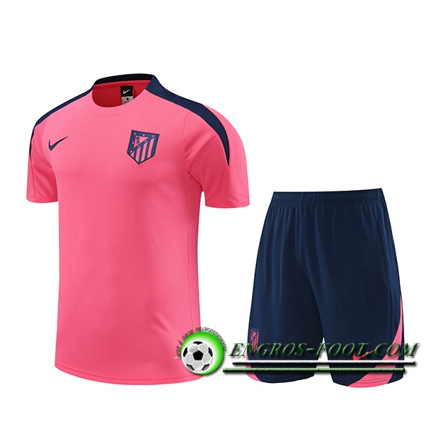 Ensemble Training T-Shirts + Shorts Atletico Madrid Rose/Bleu 2024/2025