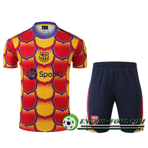 Ensemble Training T-Shirts + Shorts FC Barcelone Rouge/Orange 2024/2025