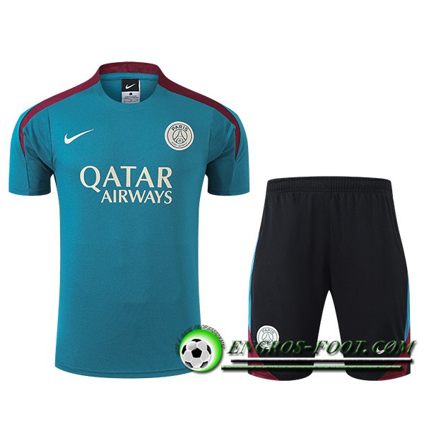 Ensemble Training T-Shirts + Shorts PSG Bleu/Rouge 2024/2025