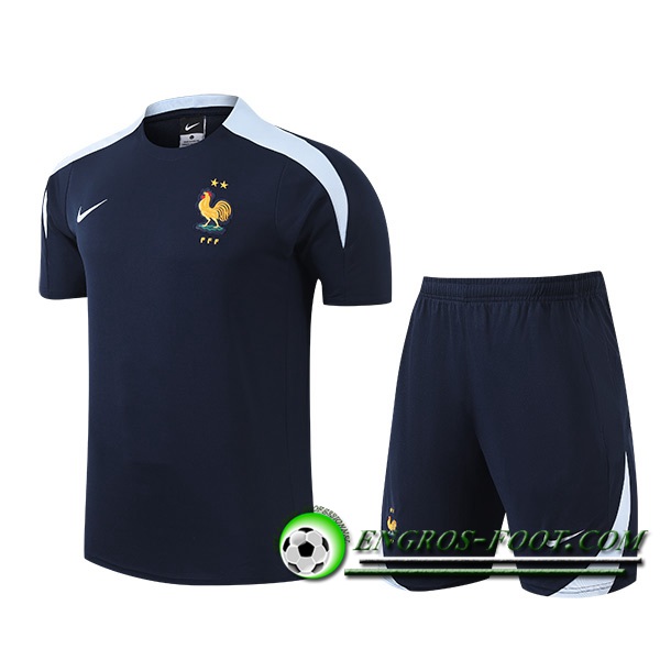 Ensemble Training T-Shirts + Shorts France Bleu Foncé 2024/2025