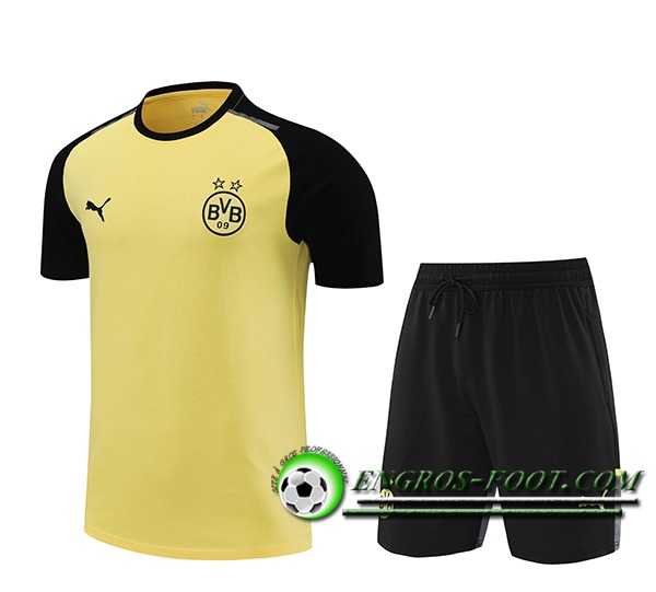 Ensemble Training T-Shirts + Shorts Dortmund Jaune/Noir 2024/2025