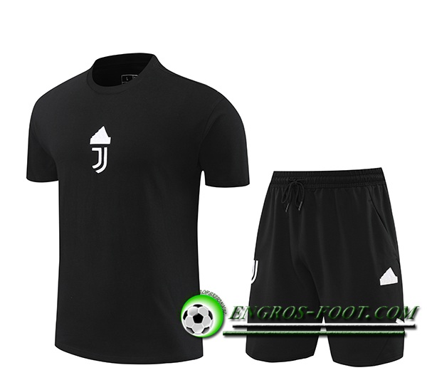 Ensemble Training T-Shirts + Shorts Juventus Noir 2024/2025
