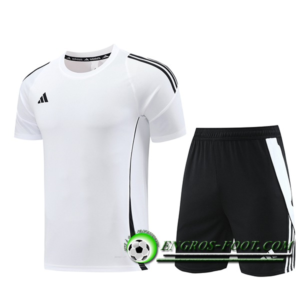 Ensemble Training T-Shirts + Shorts Adidas Blanc/Noir 2024/2025