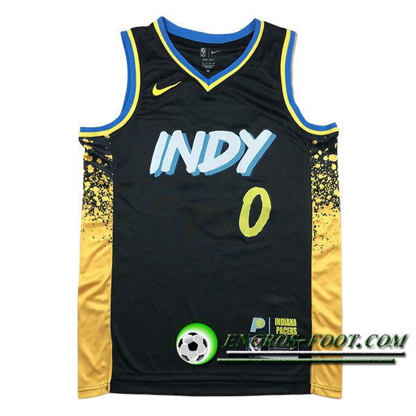 Maillot Indiana Pacers (HALIBURTON #0) 2024/25 Noir/Jaune -02