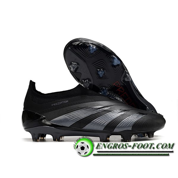 Adidas Chaussures de Foot PREDATOR ELITE LACELESS BOOTS FG Noir/Gris