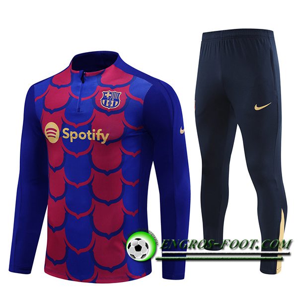 Ensemble Survetement de Foot FC Barcelone Rouge/Bleu 2024/2025 -02