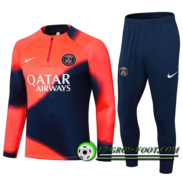 Ensemble Survetement de Foot PSG Orange/Bleu 2024/2025