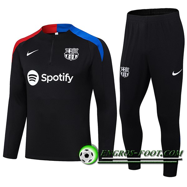 Ensemble Survetement de Foot FC Barcelone Noir/Bleu/Rouge 2024/2025