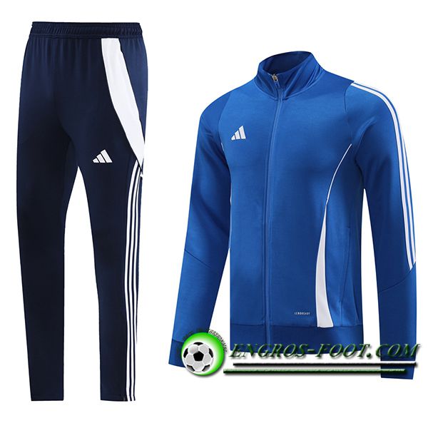 Ensemble Survetement de Foot Veste Foot Adidas Bleu/Blanc 2024/2025