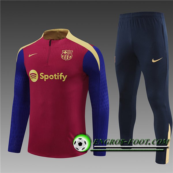 Ensemble Survetement de Foot FC Barcelone Enfant Rouge/Bleu 2024/2025