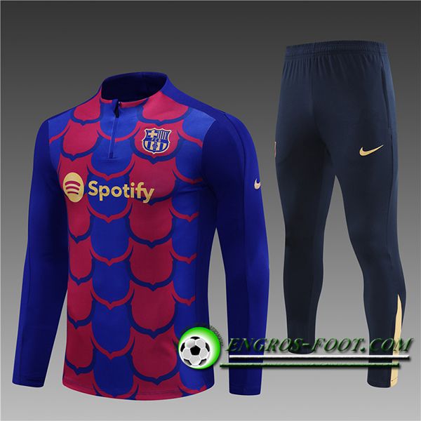 Ensemble Survetement de Foot FC Barcelone Enfant Rouge/Bleu 2024/2025 -02