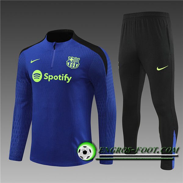 Ensemble Survetement de Foot FC Barcelone Enfant Bleu/Noir 2024/2025