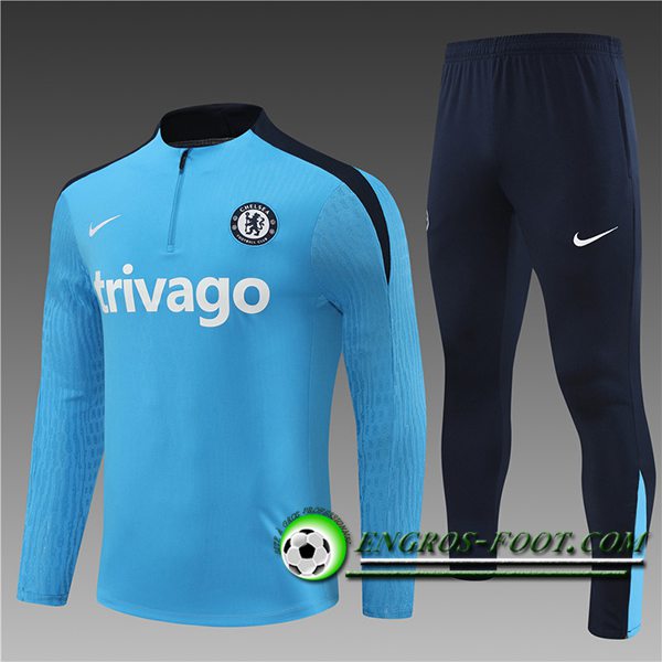 Ensemble Survetement de Foot FC Chelsea Enfant Bleu/Noir 2024/2025