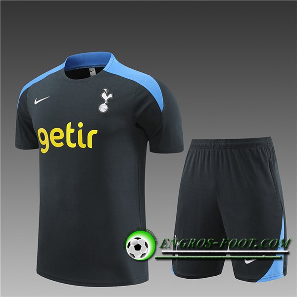 Ensemble Training T-Shirts + Shorts Tottenham Hotspur Enfant Noir/Bleu 2024/2025