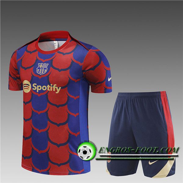 Ensemble Training T-Shirts + Shorts FC Barcelone Enfant Rouge/Bleu 2024/2025