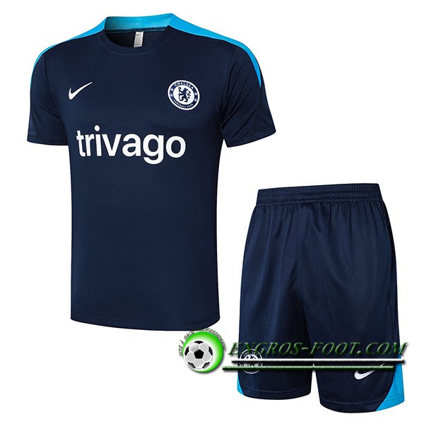 Ensemble Training T-Shirts + Shorts FC Chelsea Bleu Foncé 2024/2025