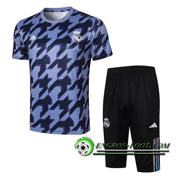 Ensemble Training T-Shirts + Shorts Real Madrid Noir/Pourpre 2024/2025