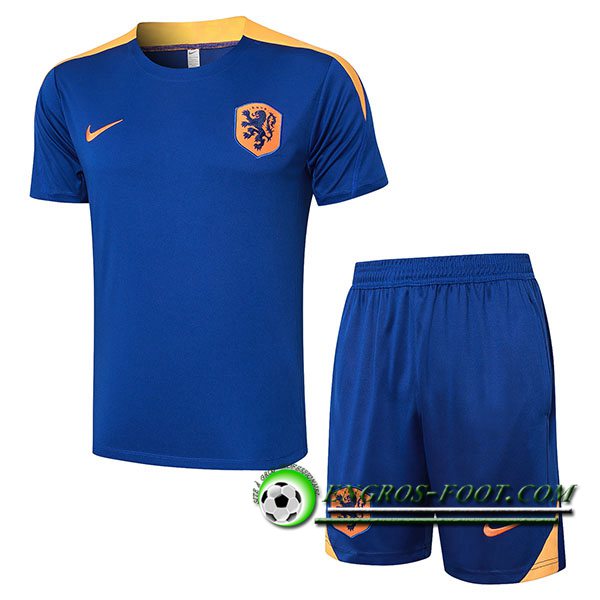 Ensemble Training T-Shirts + Shorts Pays-Bas Bleu/Jaune 2024/2025