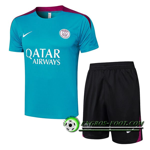 Ensemble Training T-Shirts + Shorts PSG Vert/Pourpre 2024/2025