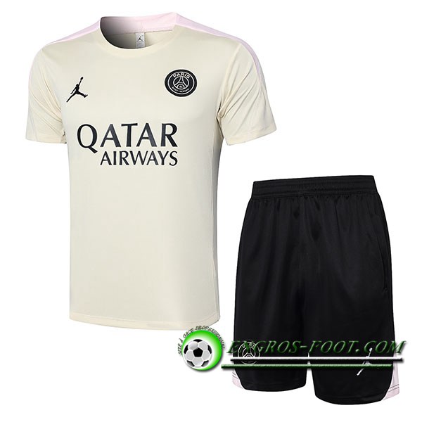 Ensemble Training T-Shirts + Shorts PSG Beige 2024/2025